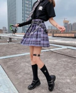 Electric Plaid Skirt (17 Colors) 28 Electric Plaid Skirt (17 Colors) -Clothing Discount Store electric plaid pleated skirt clothing aura goth gothic ddlg playground 719