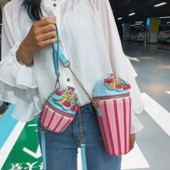 Embroidered Cupcake Handbag -Clothing Discount Store embroidered cupcake handbag 3d cases cakes coin purse cup bags ddlg playground 142