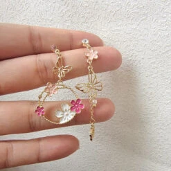 Ethereal Moon Dangle Earrings -Clothing Discount Store ethereal moon dangle earrings butterflies flowers crescent crystal moons kawaii babe 140
