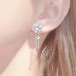 Ethereal Moon Dangle Earrings -Clothing Discount Store ethereal moon dangle earrings crescent crystal moons kawaii babe 539