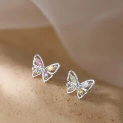 Ethereal Moon Dangle Earrings -Clothing Discount Store ethereal moon dangle earrings single butterfly studs crescent crystal moons kawaii babe 241