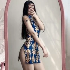 Floral Cheongsam Dress -Clothing Discount Store floral cheongsam dress blue china chinese dresses ddlg playground 645