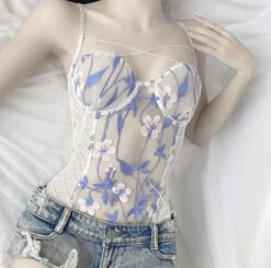 Floral Mesh Bodysuit -Clothing Discount Store floral mesh bodysuit up 4xl lingerie mesh bodysuit kawaii fashion 785