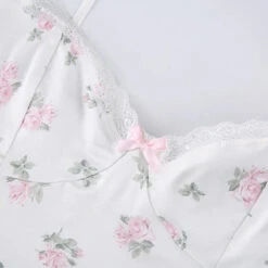 Soft Rosebud Tank Dress -Clothing Discount Store floral tank dress dress angelcore backless clothing dress dresses 966