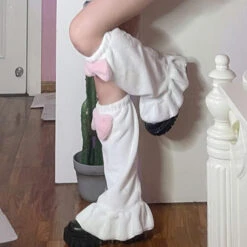 Fluffy Pink Bow Leg Warmers 7 Fluffy Pink Bow Leg Warmers -Clothing Discount Store fluffy pink bow leg warmers bows fluffy fuzzy kawaii leggings 175