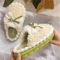 Fluffy Ribbon Slippers -Clothing Discount Store fluffy ribbon slippers bows fluffy kawaii loungewear pastel 285