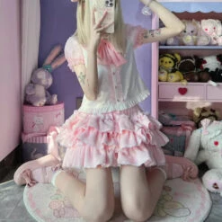 Fluffy Ruffled Bloomer Pants -Clothing Discount Store fluffy ruffled bloomer pants kawaii aesthetic bloomer layered 303