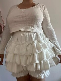 Fluffy Ruffled Bloomer Pants -Clothing Discount Store fluffy ruffled bloomer pants kawaii aesthetic bloomer layered 310
