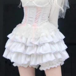 Fluffy Ruffled Bloomer Pants -Clothing Discount Store fluffy ruffled bloomer pants kawaii aesthetic bloomer layered 670