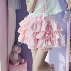 Fluffy Ruffled Bloomer Pants -Clothing Discount Store fluffy ruffled bloomer pants kawaii aesthetic bloomer layered 858