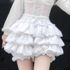 Fluffy Ruffled Bloomer Pants -Clothing Discount Store fluffy ruffled bloomer pants kawaii aesthetic bloomer layered 867