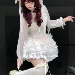 Fluffy Ruffled Bloomer Pants -Clothing Discount Store fluffy ruffled bloomer pants kawaii aesthetic bloomer layered 931