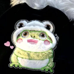 Froggy Love Fluffy Tee -Clothing Discount Store froggy love fluffy tee clothing tops frog frogs green hearts 377