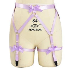 Full Satin Body Harness -Clothing Discount Store full satin body harness pink leg bowknots bows chest harness harnesses leg harness kawaii babe 134