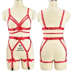 Full Satin Body Harness -Clothing Discount Store full satin body harness red 1 ribbon bowknots bows chest harness harnesses leg harness kawaii babe 829