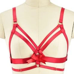 Full Satin Body Harness -Clothing Discount Store full satin body harness red 1 ribbon upper bowknots bows chest harness harnesses leg harness kawaii babe 623