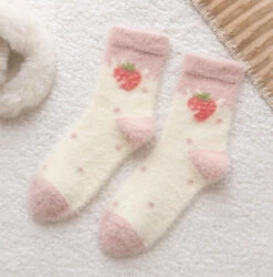 Fuzzy Berry Socks -Clothing Discount Store fuzzy berry socks big strawberry berries furry kawaii babe 805