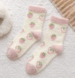 Fuzzy Berry Socks -Clothing Discount Store fuzzy berry socks small strawberry berries furry kawaii babe 443