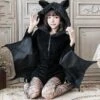 Fuzzy Black Bat Costume Set -Clothing Discount Store fuzzy black bat costume set ears wing bats cosplay cosplayer ddlg playground 597