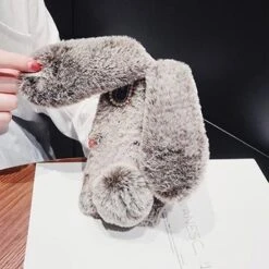 Fuzzy Bunny IPhone Case -Clothing Discount Store fuzzy bunny iphone case for xs max gray 3d android phone cases apple iphones ears kawaii babe ddlg playground 272