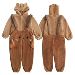 Fuzzy Carrot Bear Overalls Set -Clothing Discount Store fuzzy carrot bear overalls set pajamas fuzzy carrot bear overalls 655