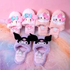 Fuzzy Bunny Embroidered Slippers -Clothing Discount Store fuzzy kuromi slippers baby bunny bunnies rabbit shoes cinnamoroll ddlg playground 736