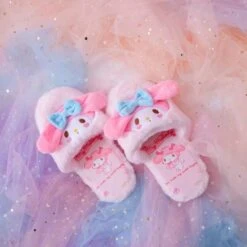 Fuzzy Bunny Embroidered Slippers -Clothing Discount Store fuzzy kuromi slippers melody baby bunny bunnies rabbit shoes cinnamoroll ddlg playground 707