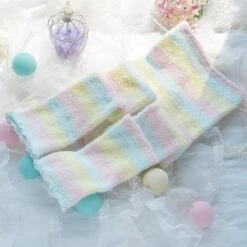 Fuzzy Pastel Long John Leggings -Clothing Discount Store fuzzy pastel long john leggings fairy kei furry harajuku kawaii ddlg playground 631