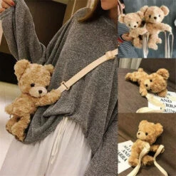 Snuggly Teddy Bag -Clothing Discount Store fuzzy soft brown teddy bear messenger bag cross body 728