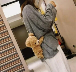 Snuggly Teddy Bag -Clothing Discount Store fuzzy soft brown teddy bear messenger bag cross body 915