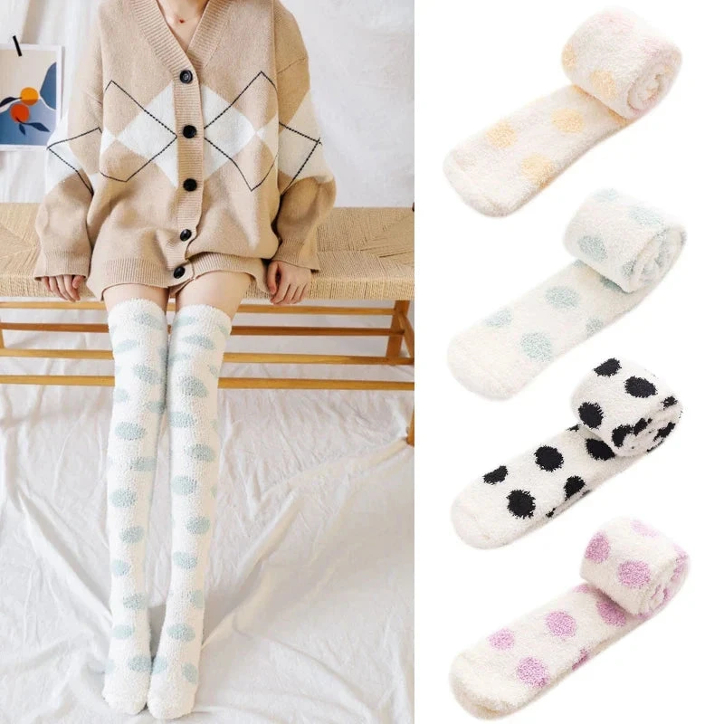 Polkadot Fuzzy Thigh Highs 3 Polkadot Fuzzy Thigh Highs