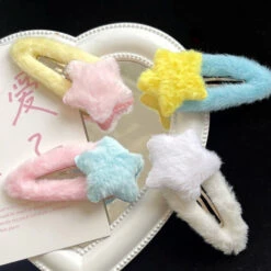 Fuzzy Star Hair Clips 30 Fuzzy Star Hair Clips -Clothing Discount Store fuzzy star hair clips barette barettes furry clip accessory kawaii babe 167
