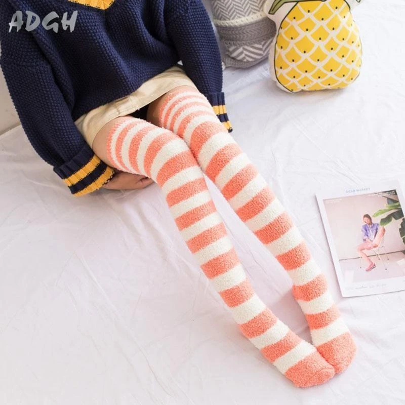 Fuzzy Striped Thigh Highs 11 Fuzzy Striped Thigh Highs - Image 9