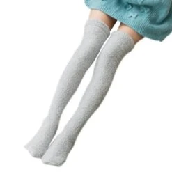 Fuzzy Striped Thigh Highs 17 Fuzzy Striped Thigh Highs -Clothing Discount Store fuzzy striped thigh highs grey furry socks knee over the knees soft ddlg playground 862