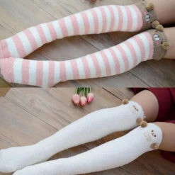 Fuzzy Thigh Highs (15+ Styles) 26 Fuzzy Thigh Highs (15+ Styles) -Clothing Discount Store fuzzy thigh highs 15 styles socks thigh high kawaii babe furry 646