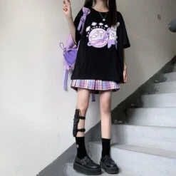 Galaxy Bun Tee -Clothing Discount Store galaxy bun tee galaxy milky outer space outerspace pastel goth shirt kawaii babe 905