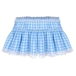 Gingham Micro Skirt -Clothing Discount Store gingham micro skirt light blue xs plaid miniskirt pink ddlg playground 829