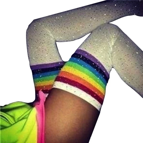 Glitter Rainbow Thigh Highs 4 Glitter Rainbow Thigh Highs - Image 2