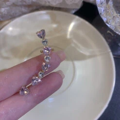Glittering Hearts Ear Cuff -Clothing Discount Store glittering hearts ear cuff crystal jewelry earrings fake kawaii babe 832