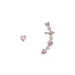 Glittering Hearts Ear Cuff -Clothing Discount Store glittering hearts ear cuff crystal jewelry earrings fake kawaii babe 854