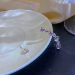 Glittering Hearts Ear Cuff -Clothing Discount Store glittering hearts ear cuff crystal jewelry earrings fake kawaii babe 963