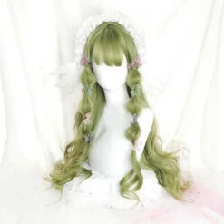 Green Long Wavy Cosplay Wig 10 Green Long Wavy Cosplay Wig -Clothing Discount Store green lolita wig wigs lolita wig green cosplay cosplay wigs 220