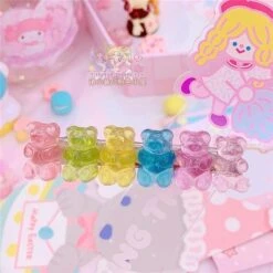 Gummy Bear Hair Clippies 12 Gummy Bear Hair Clippies -Clothing Discount Store gummy bear hair clippies light rainbow barette barettes barrette barrettes bears accessories ddlg playground 289
