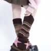 Gyaru Striped Leg Warmers -Clothing Discount Store gyaru striped leg warmers kawaii warmers leggings pink socks 486