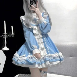 Clothing Discount Store -Clothing Discount Store hail mary ruffled blue dress dresses blue cross dress kawaii lace 238