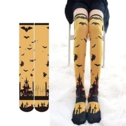 Halloween Thigh High Stockings -Clothing Discount Store halloween lolita stockings bat bats ghost ghosts goth ddlg playground 196