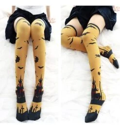 Halloween Thigh High Stockings -Clothing Discount Store halloween lolita stockings bat bats ghost ghosts goth ddlg playground 295