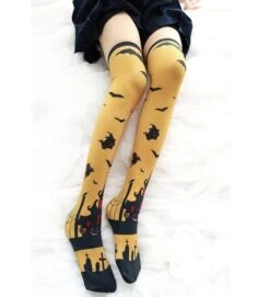 Halloween Thigh High Stockings -Clothing Discount Store halloween lolita stockings bat bats ghost ghosts goth ddlg playground 307