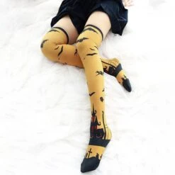 Halloween Thigh High Stockings -Clothing Discount Store halloween lolita stockings haunted house version bat bats ghost ghosts goth ddlg playground 392