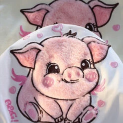 Happy Pig Fluffy Tee -Clothing Discount Store happy pig fluffy tee flocked fuzzy shirt piggy piglet kawaii babe 535